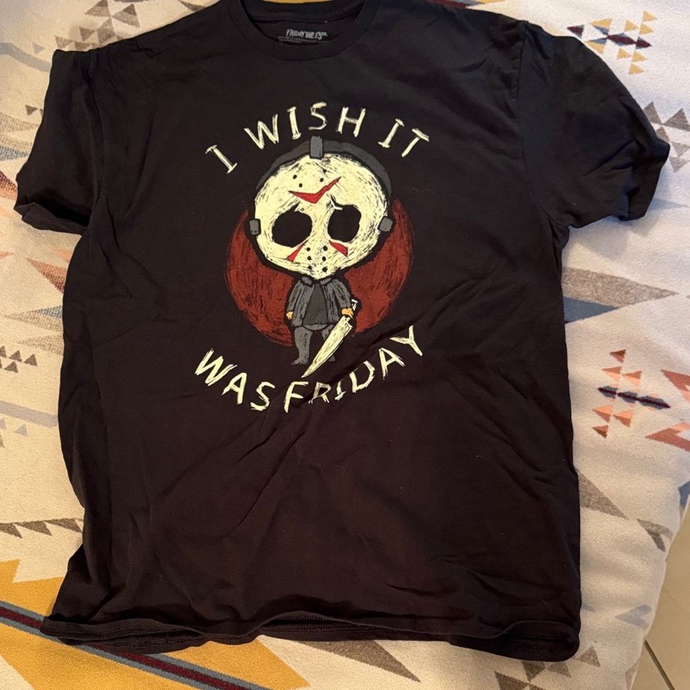 Black Graphic Tee with Friday Design